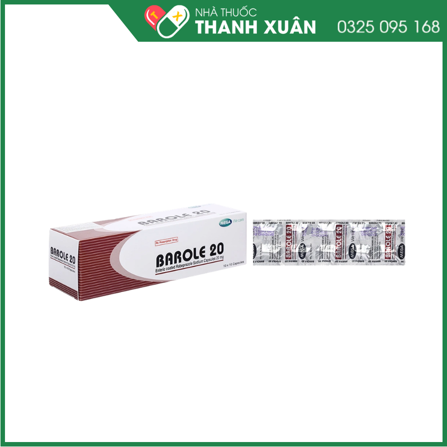 Barole 20 trị viêm loét do trào ngược dạ dày, thực quản
